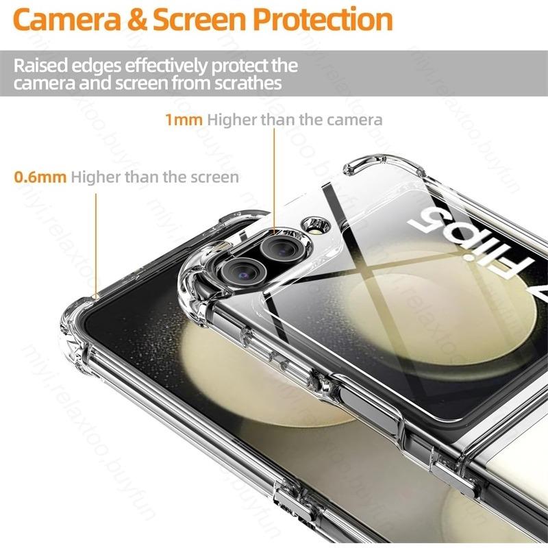 Capa Samsungs ZFlip 5 5G Acrílico Transparente TPU Capa Macia para Samsung Galaxy Z Flip5 5G Flip 4 5g 2023 Airbags Coque à Prova de Choque