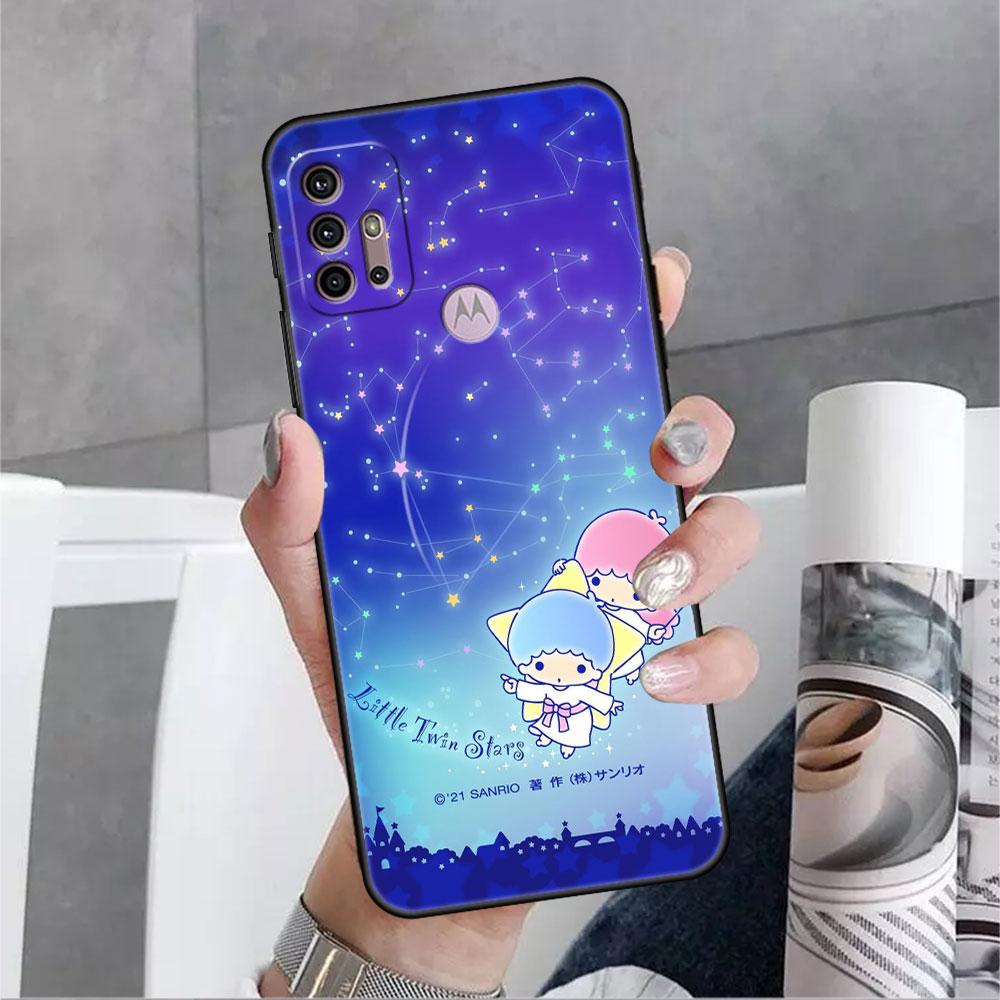 LittleTwinStars Roztomilé pouzdro pro Motorola G30 G60 Edge 20 G9 G22 G8 Power G31 G500 G50 30 Pro Černé Měkké Kryty na Telefon