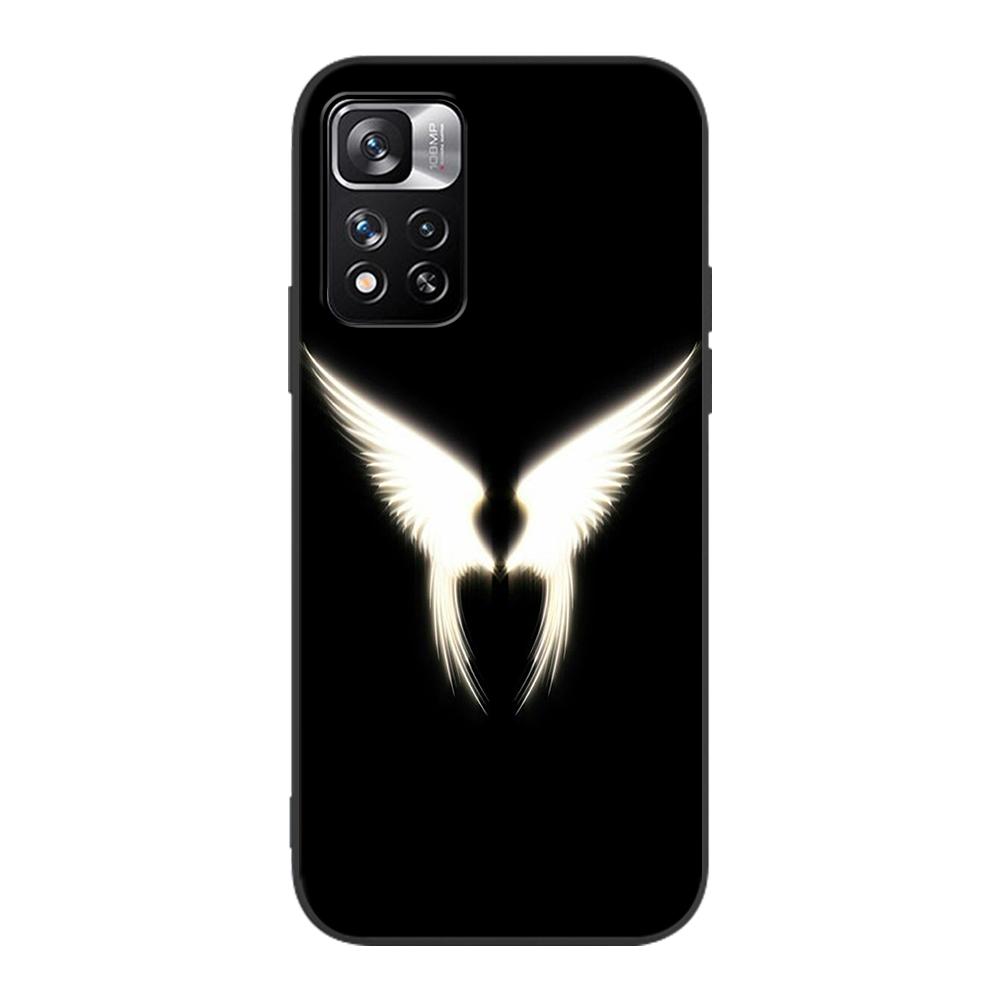 Fashion Angel Wings Case for Xiaomi Redmi Note 9S 9 8 10 11 Pro 9C 9A 7 8T 7A 8A 6A 6 10S Black Soft Silicone Phone Cover Coque