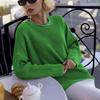 Spring Fall Solid Color Round Neck Sweater Women's Loose Ins Style Knit Elegant Pullover Comfortable Versatile Daily Wear
