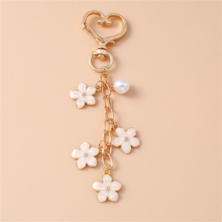 Elegant Metal Heart Bag Pendant Floral Keychain Stylish Purse Phone Charm Unique Key Holder Women's Fashion Jewelry Gift