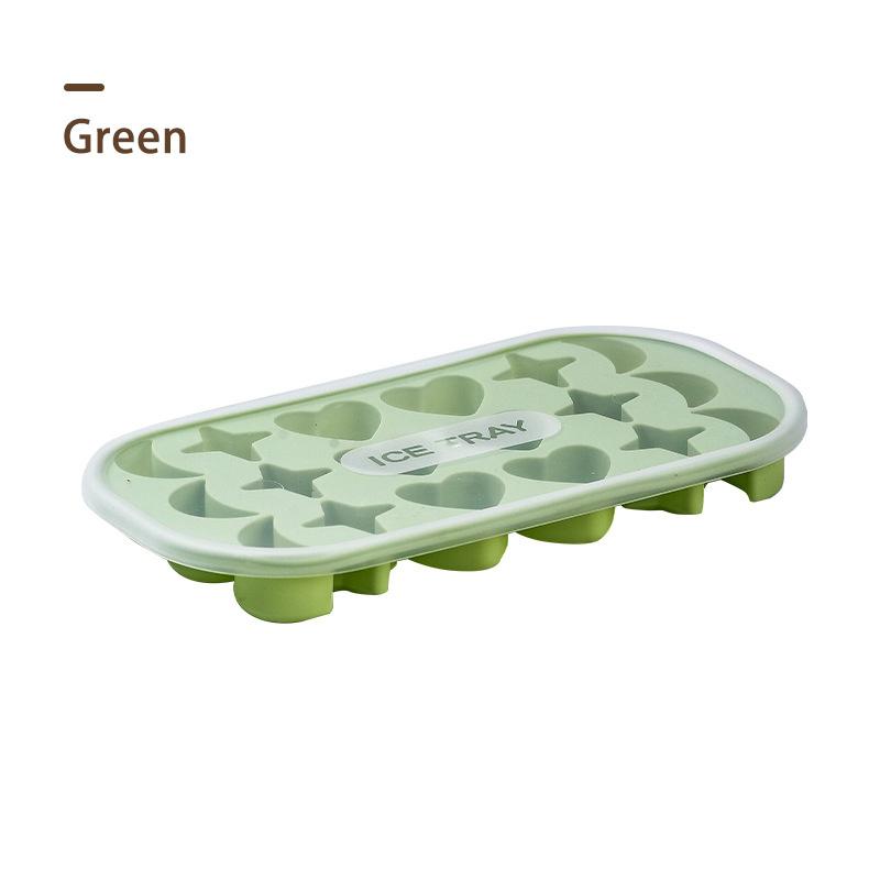 1pc 18 Holes Silicone Ice Tray With Cover 18 Grids Flexible Ice Tray With MoonStar And Heart-shaped Mold For DIY Handmade Ice Cube