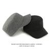 Wool Hat Men's Autumn Winter Velvet Thick Flat Hat Sunshade Hat Solid Color Peaked Cap