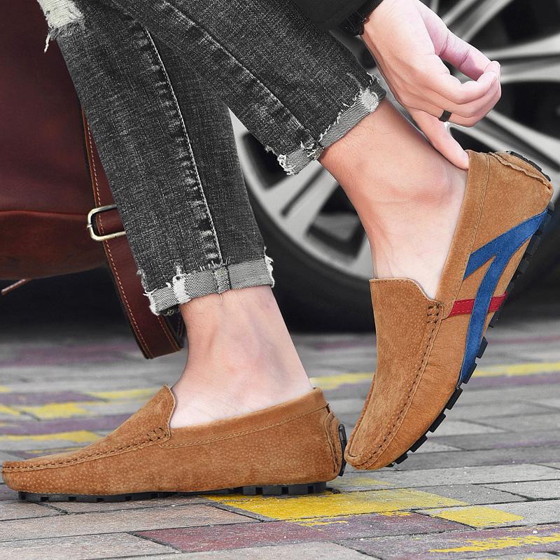 Street Fashion Men's Loafers Slip-ons Genuine Leather Brown Casual Business Dress Shoes Party Wedding Mens Footwear