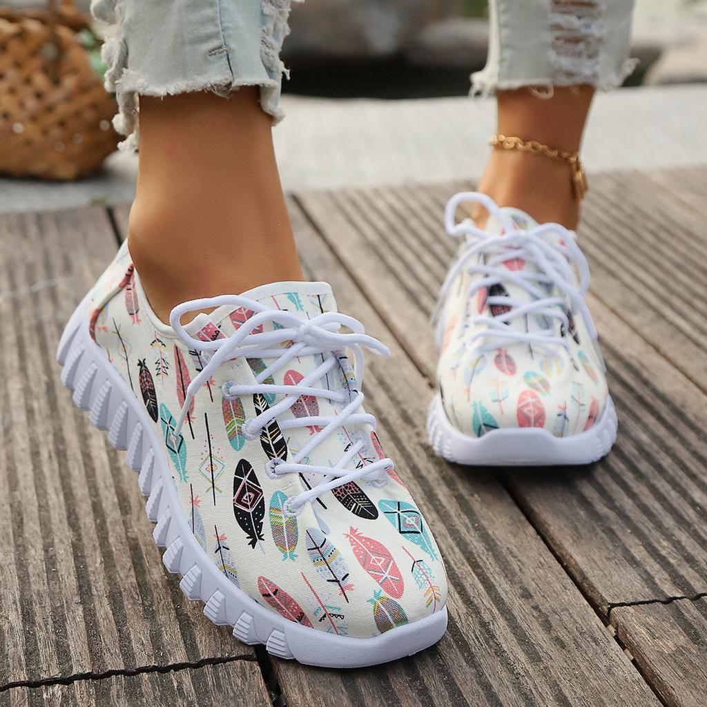 Fashion New Ethnic-style Women's Cloth Shoes, Breathable Sports Shoes, Fashionable Flat Cloth Shoes, Women's Soft-soled Casual Shoes