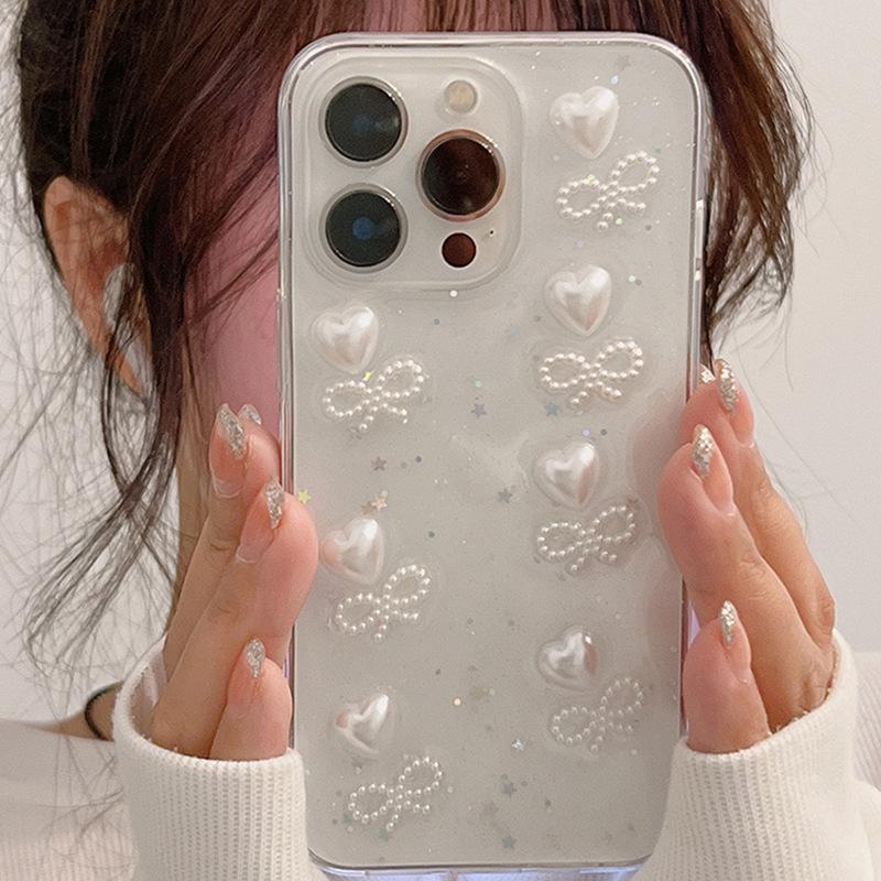 For IPhone17 Three-dimensional Glue Bear Phone Case for Apple 16/15 Love XR Pearl Xsmax Soft Case