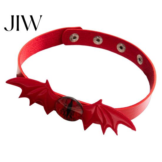 Protection Amulet Jewelry Gothic Bat Leather Choker Necklace, Devil Eyes Collar Necklace for Women Style Men, Adjustable Wing Clavicle Halloween Party