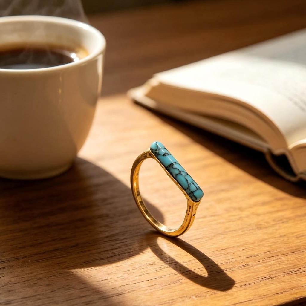 European Style Synthetic Turquoise Retro Ring for Women – Simple Niche Design for Daily Wear