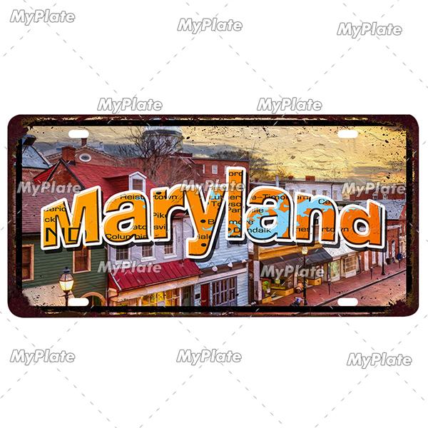 [MyPlate]Vintage America State USA City Licenses Plate Metal Sign Tin Sign Poster Plaque Decor Bar Pub Club Home Wall Decoration