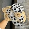 Fashion summer travel visor British elegant organza hat women's sunscreen big edge polka dot top hat