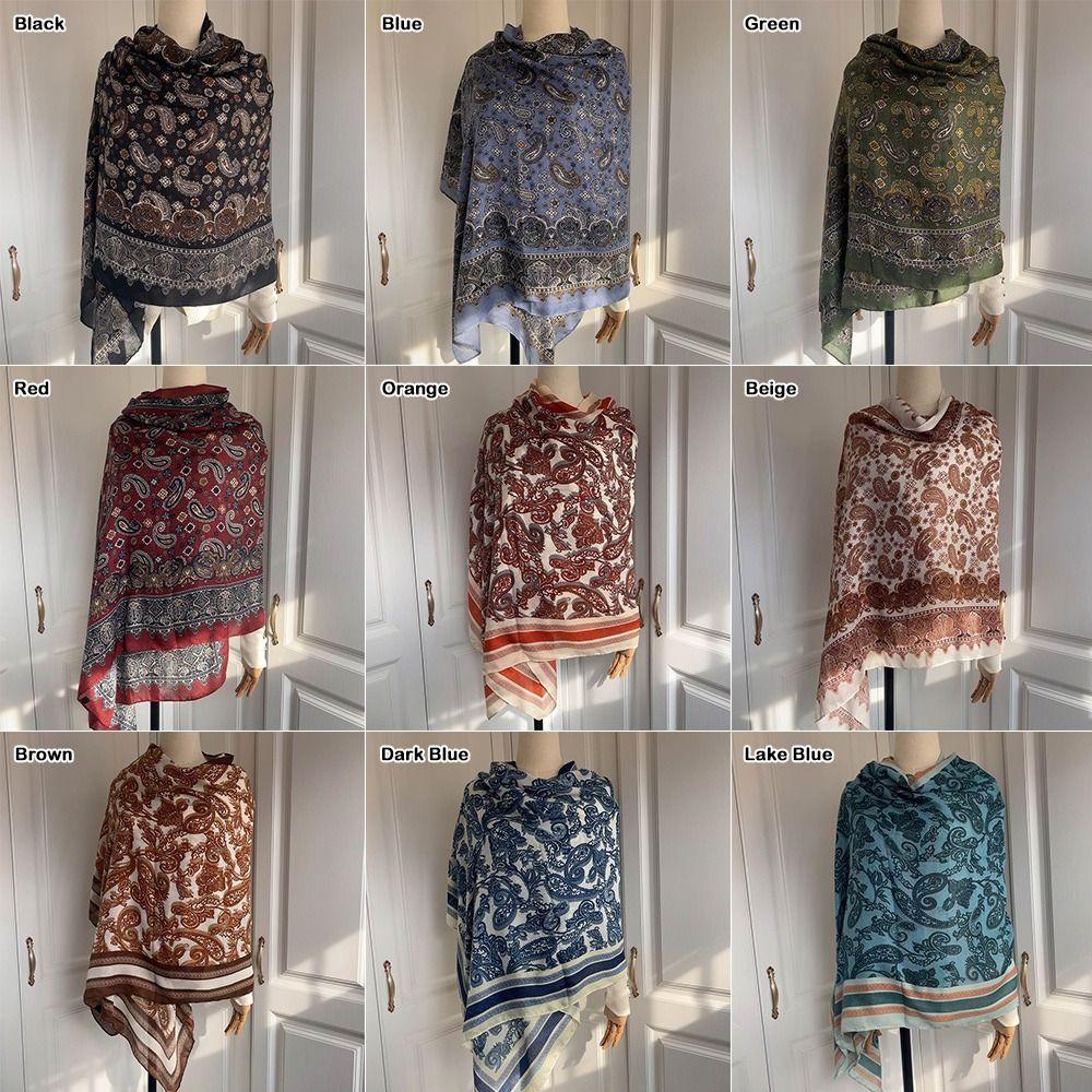 New Soft Scarf Windproof Head Wrap Shawl Bohemia Style Solid Color Sunscreen Headscarf Outdoor