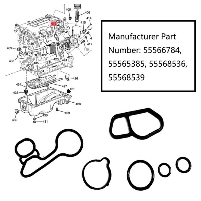 Starke Gummi-Motorkühlölkühler-Dichtung Exakte Passform Ölkühler Dichtungsring 55565385 Ersatz Geeignet für 1.4T Modelle