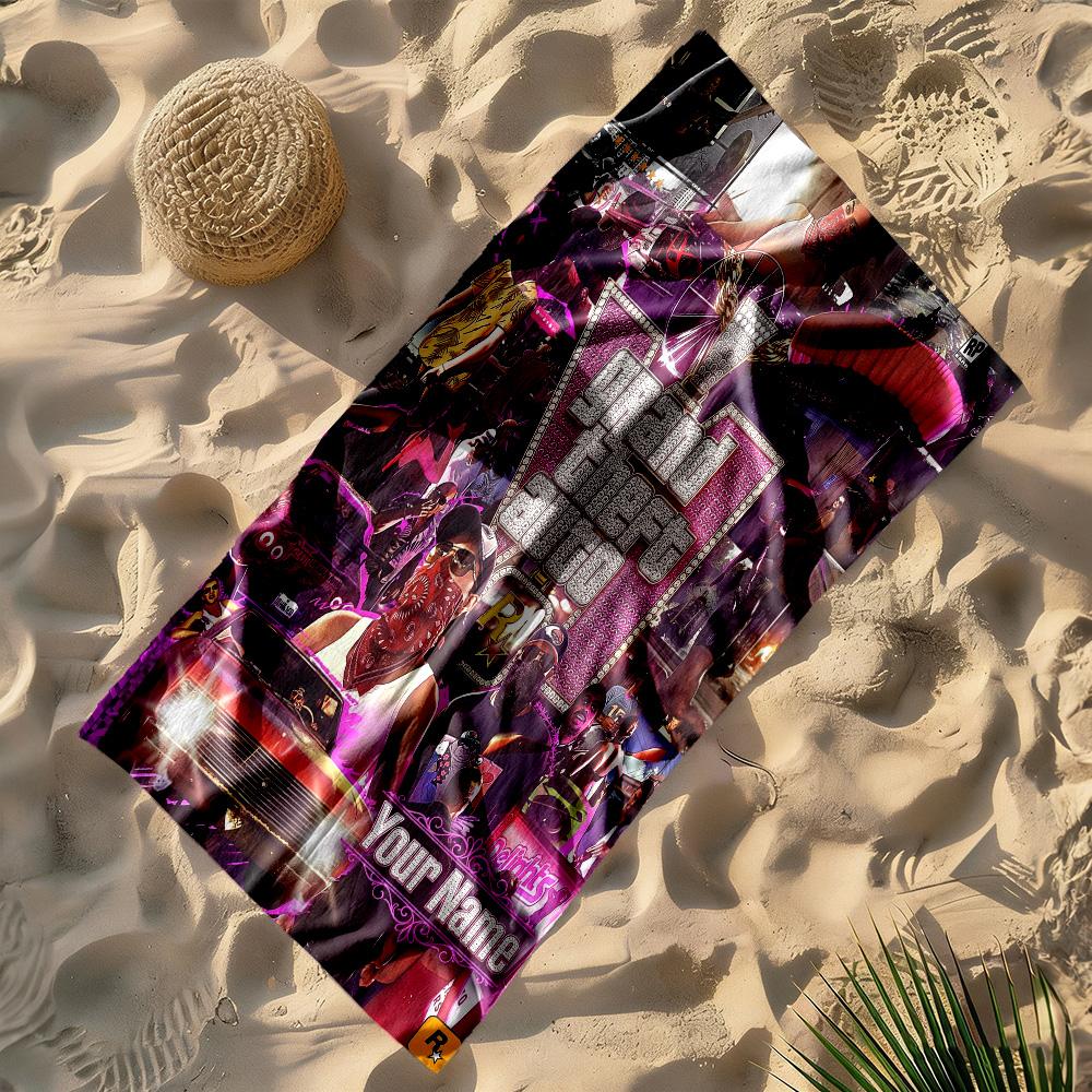 Grand Theft Auto Customize Text Beach Towel Quick-Dry Soft Microfiber Ideal for Travel Outdoor Swim Pool Yoga Surf Camping Hiking Gym Gift Holiday