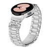 Metal Strap with Connector for Samsung Galaxy Watch7 44mm/40mm Butterfly Rhinestones Decor Silver Watch Band