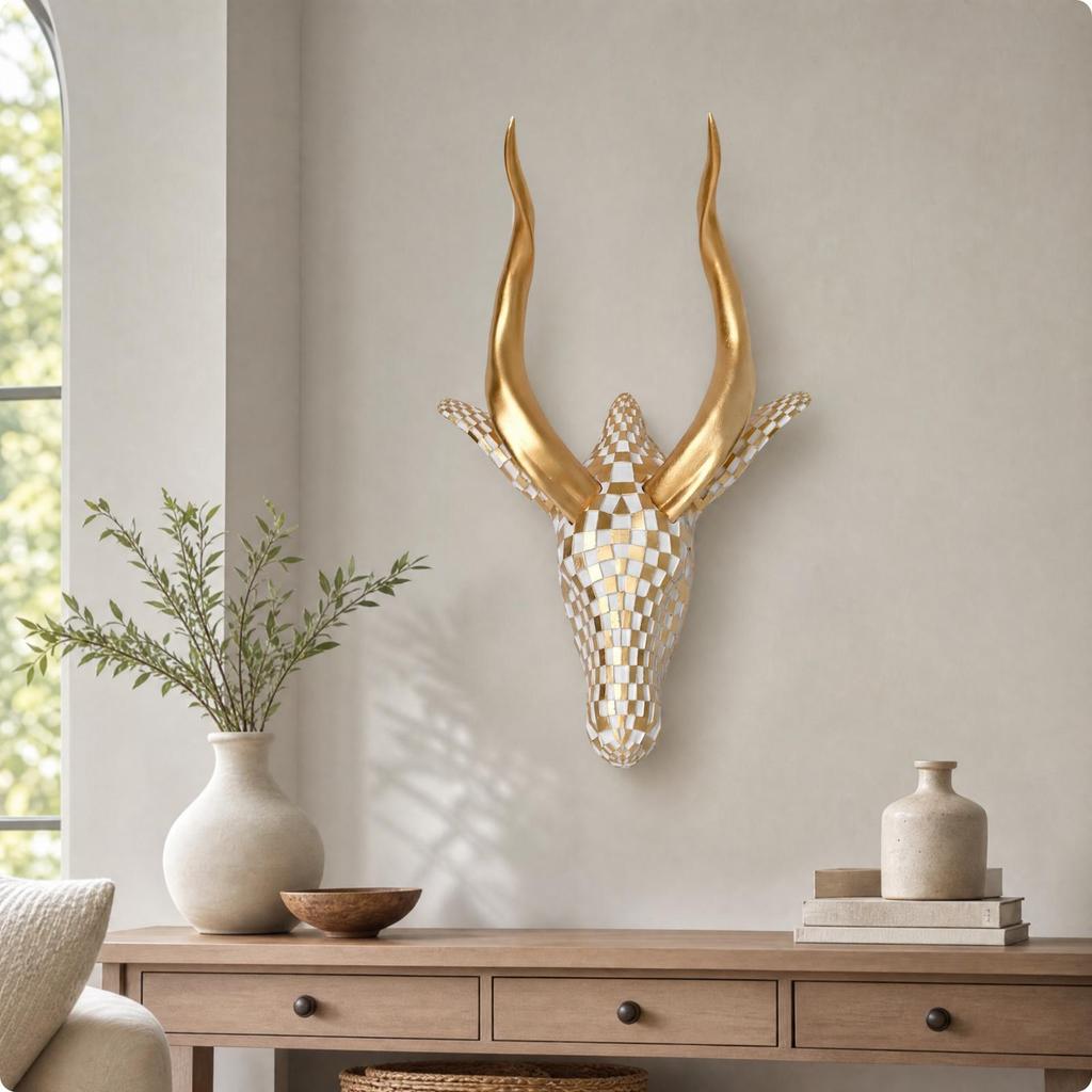 Resin Animal Head Wall Sculpture Modern for Office, Diverse Interiors