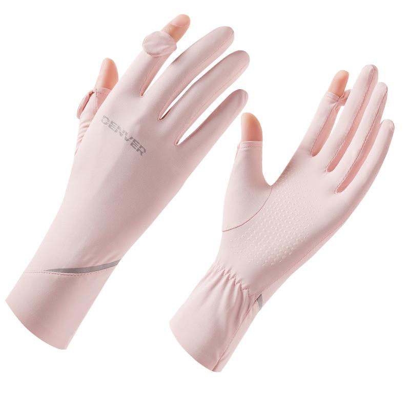 Summer thin sunscreen gloves women's UV protection touch screen cycling non-slip breathable ice silk sunscreen gloves summer
