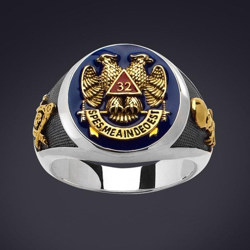 Selling Gold Jewelry, Freemasonry Logo Retro Trendy Man Dripping Oil Ring, Direct Supply