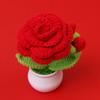 Rose Crochet Flower Pot with Bud  Romantic Handwoven Rose Flowers Knitting Flower Table Car Decor