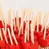 100Pcs Disposable Dessert Picks Heart Pattern Bamboo Barbeque Snacks Buffet Picks Indoor