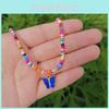 Fashionable European And American Colorful Bead Butterfly Shaped Necklace For Trendy Styles
