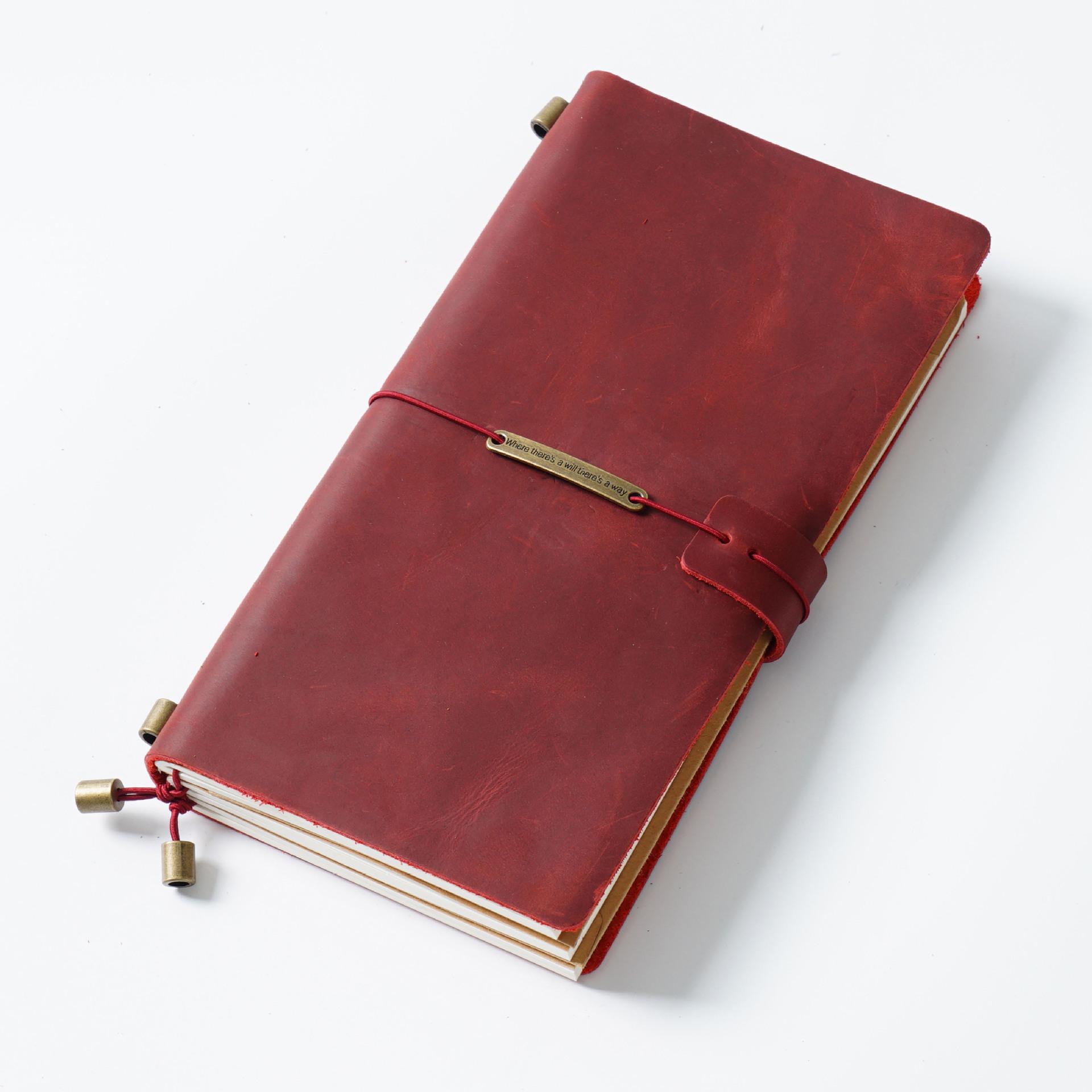 Creative Home Travel Notebook Retro Leather Notebook Handmade Crazy Horse Leather Cowhide Diary красный