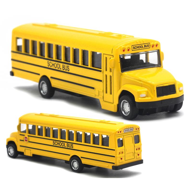 Diecast Alloy School Bus Toy for Kids Inertia Vehicle Model Pulled Car Educational Toys Birthday Gift for Boys 164