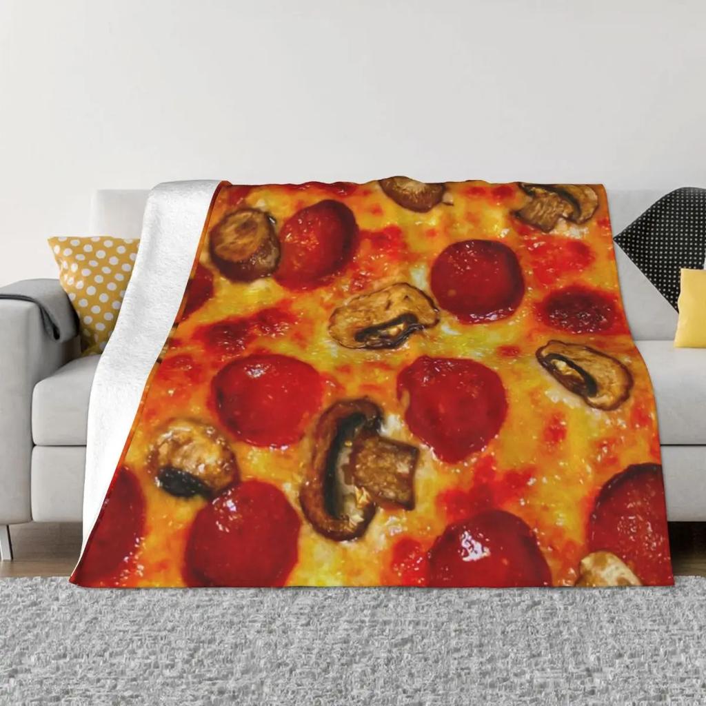 Portable soft warm flannel pizza blanket shape lavash wool sofa badroom plaid plush bedspread winter throw blanket