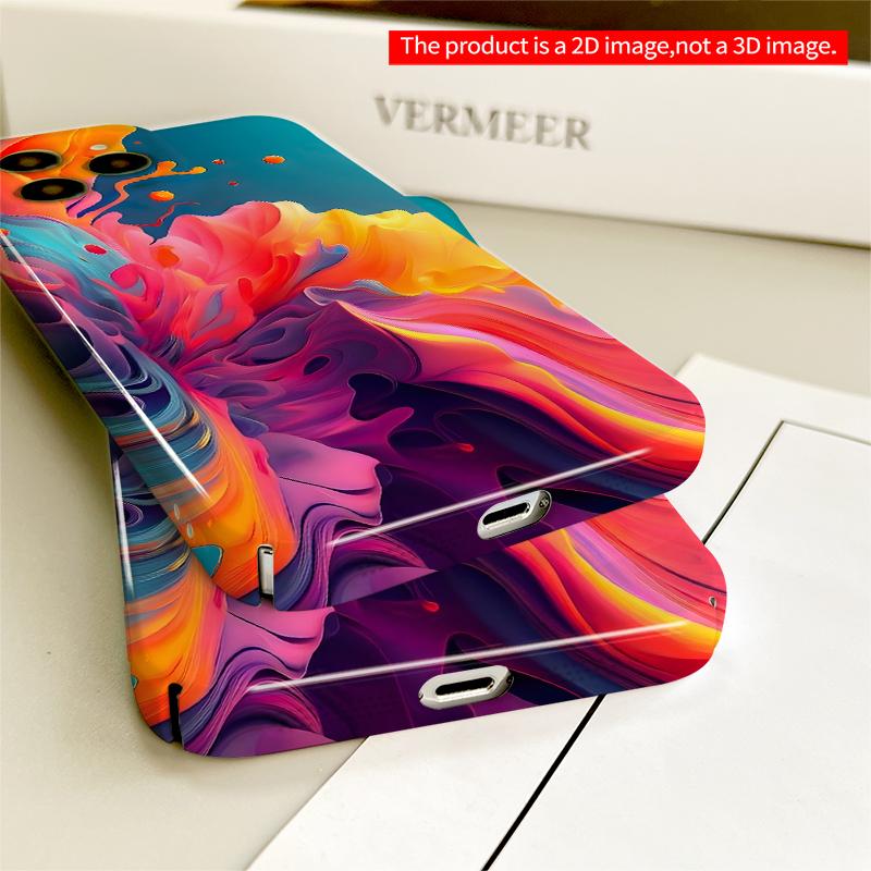 2DFlat Vibrant Fluid Abstract Art Phone Case All Inclusive Film Hard iPhone Case, Compatible with iPhone 18 Pro Max 17 16 15 14 13 12 11