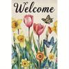 Welcome Butterflies and Tulips Double-Sided Garden Flag, Durable Polyester, Outdoor Decor,