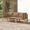 VidaXL Garden Lounge Set 3 Pcs with Taupe Cushions Bamboo 3155119