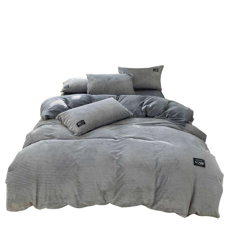 Winterbettwäsche-Set aus Korallenfleece: Plüsch Flanell Bettbezug & Bettlaken (3-teilig)