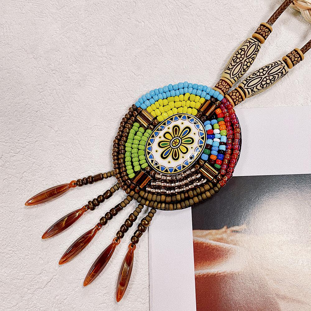 Ethnic Style Vintage Leather Necklace Long Fashion Bohemian Sweater Chain Fashion Clothing Accessories