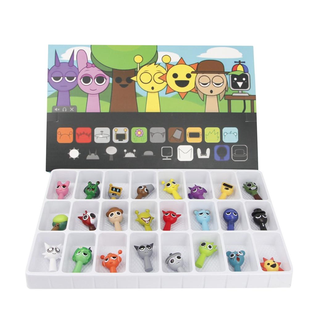 24pcs Cartoon Anime Doll Children's Toy Car Decoration Box