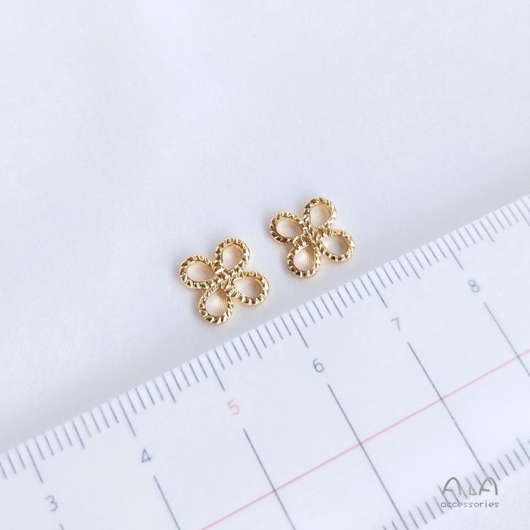 14K Gold-Filled Copper-Plated Four-Leaf Clover Pendant for DIY Bracelets and Earrings