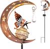 Hollow Moon Angel Solar Garden Pendant Light - Wrought Iron, Waterproof for Outdoor Lawn