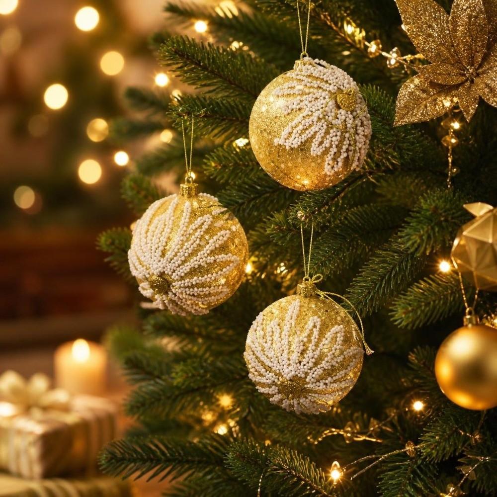 3Pcs/Set Creative Christmas Tree Balls 8CM Xmas Ornament Ball Durable Christmas Ball Home