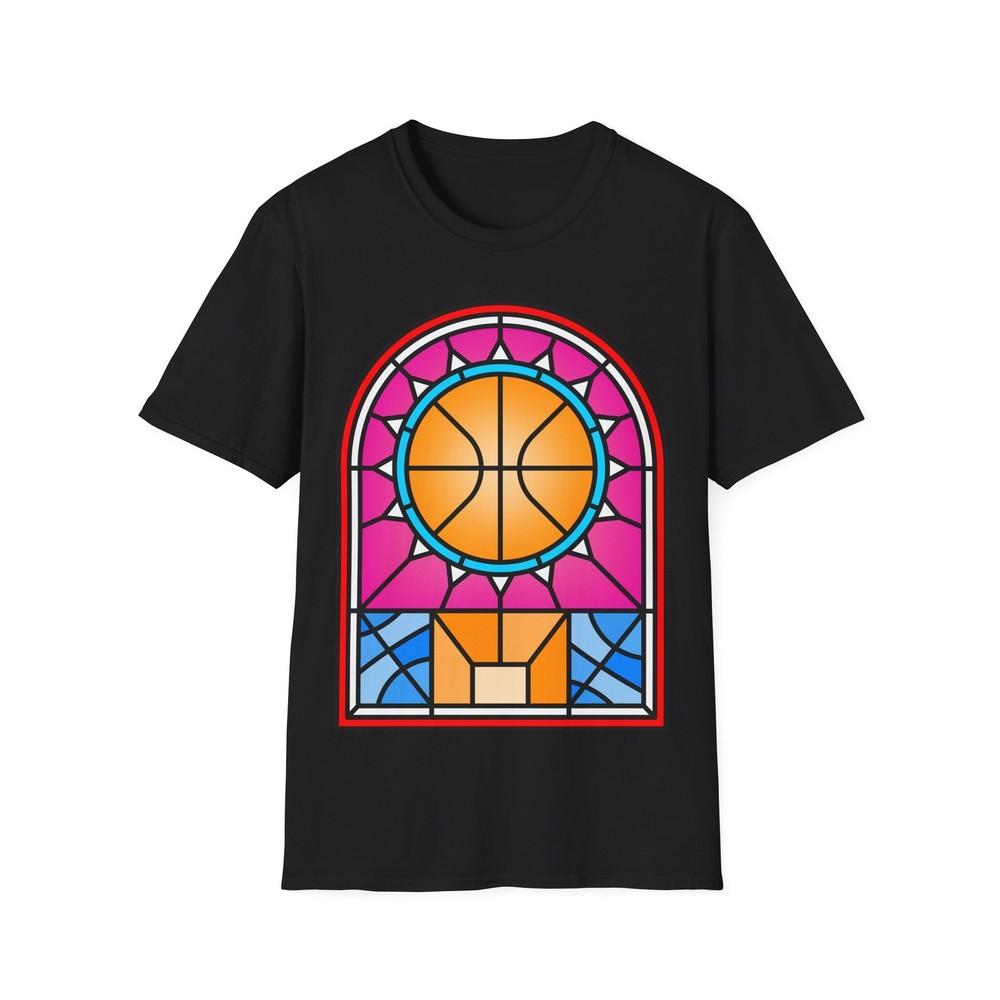 

Basketball Stained Glass T-Shirt, Sports Graphic Tee, Ornamental Art, Pop Art 3XL