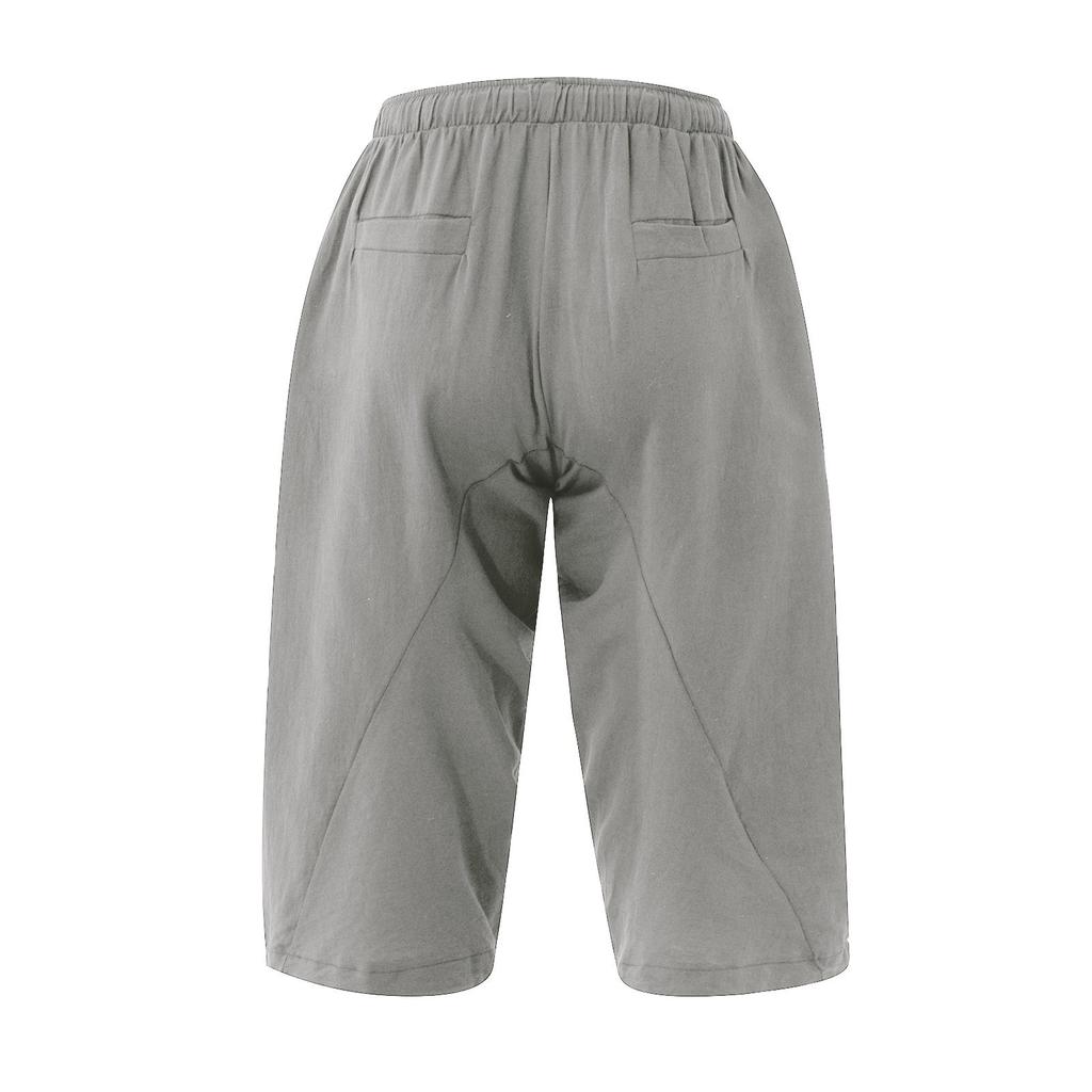 Men's Lazy Loose Cotton Hemp Harlan Pants Elastic Waist Drawstring Casual Pants