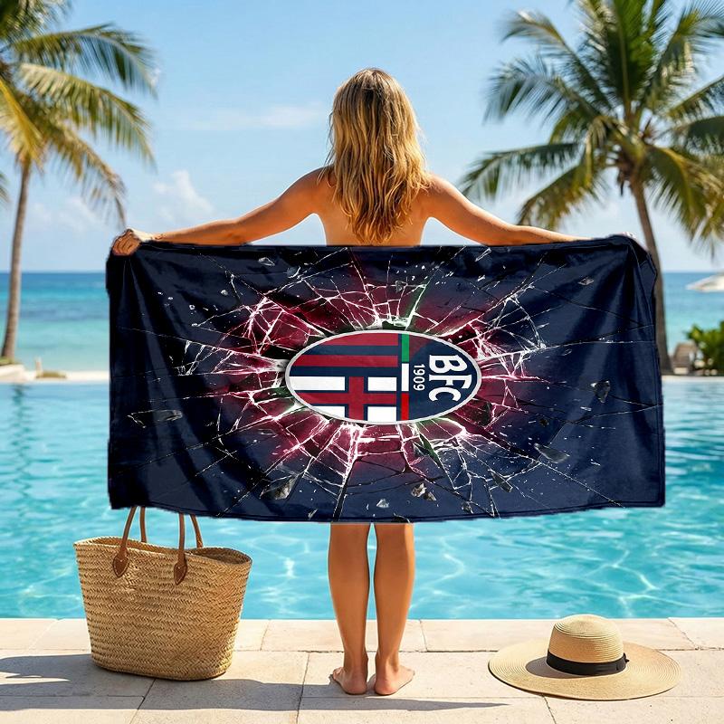 Bologna FC Druck Schnelltrocknendes Strandtuch Mikrofaser Saugfähig Tragbares Reise-Badetuch