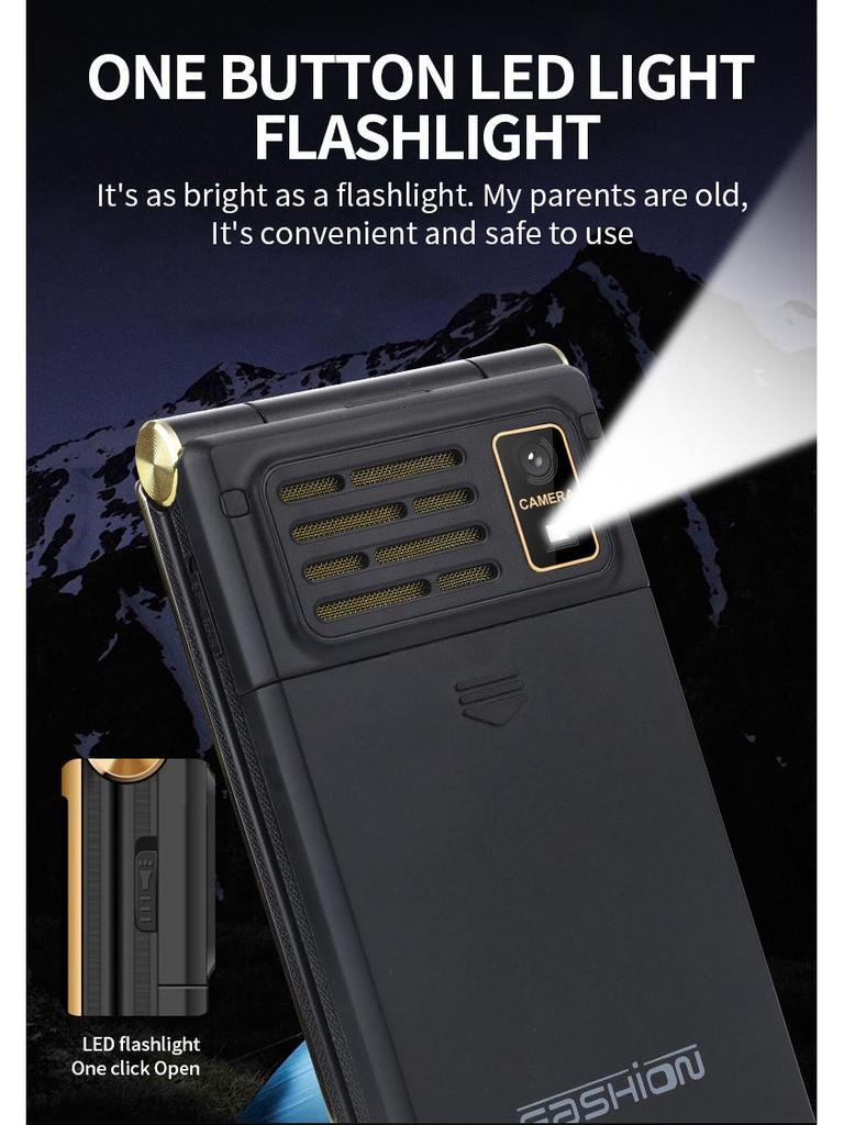 Cross-border M2-C Flip Phone for Seniors - Dual Screen, Large Font & Buttons, Long Standby, Multilingual