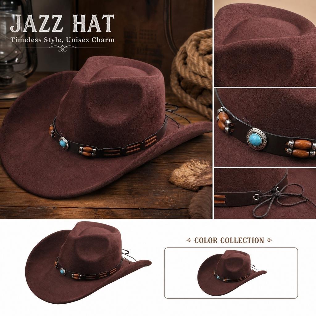 Wide Fedora Hat with Faux and Decorative Beads for Men Women