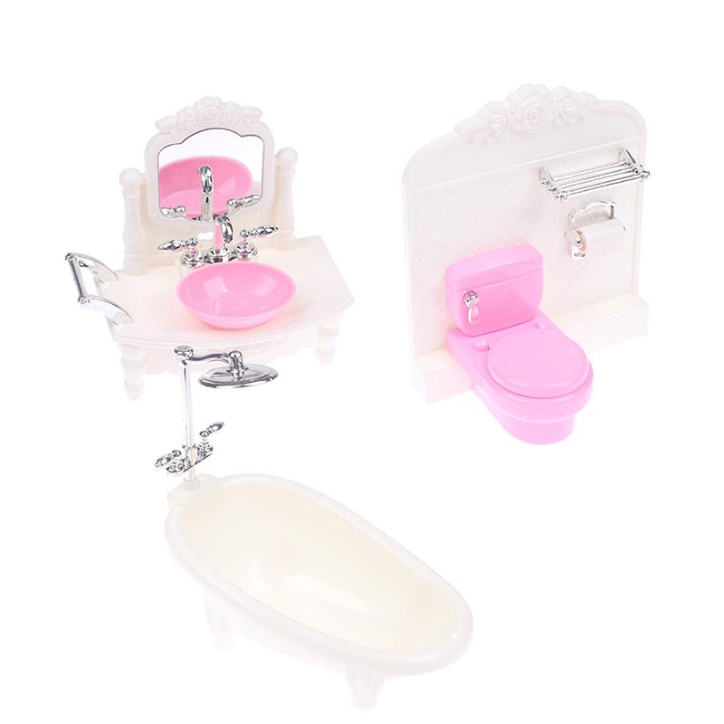 16Cm Doll House Home Furnishings Bathtub Washbasin Toilet Matching Model