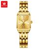OLEVS Quartz Women's Watches Stainless Steel Square Small Gold Watch for Women Waterproof Auto Date Elegant Ladies Wristwatches