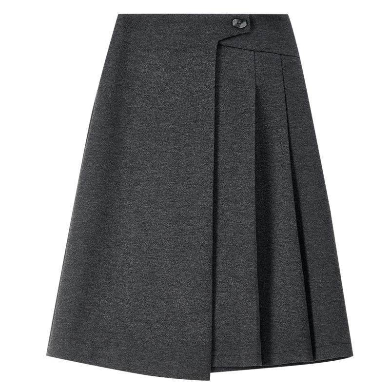 Zimowa spódnica damska Shangdubila z wysokim stanem, plisowana, w kształcie litery A