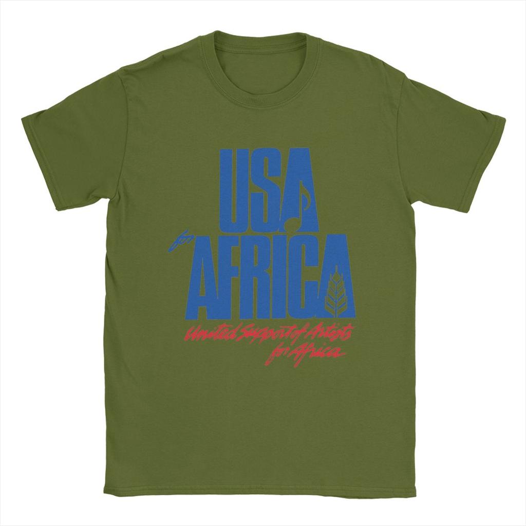 Men T-Shirt We Are The World Anniversary USA For Africa United Artists 100% Cotton Tees Short Sleeve T Shirts Tops Printed