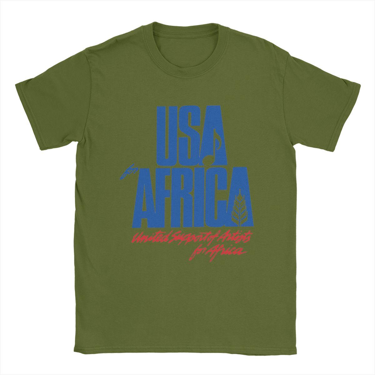

Men T-Shirt We Are The World Anniversary USA For Africa United Artists 100% Cotton Tees Short Sleeve T Shirts Tops Printed 4XL