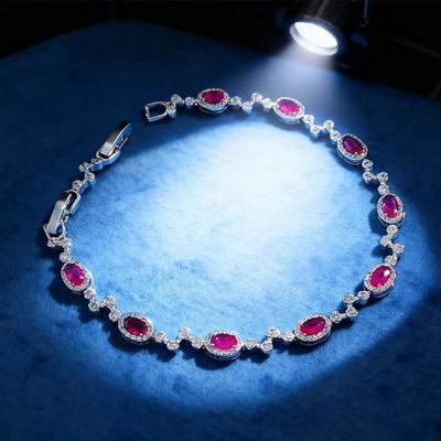 Roter Korund Schmuck Armband Damen Leichter Luxus Exquisit Zucht Rubin Armband Trend Handschmuck