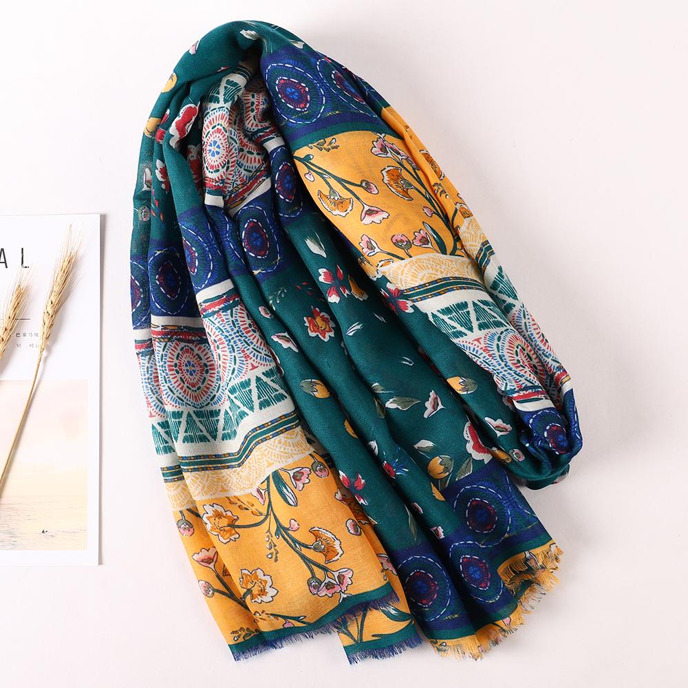 Luxury Brand Cotton Scarf Women Large Shawls Pashmina Muslim Hijab Foulard Design Print Lady Beach Stole Head Scarves Pareo