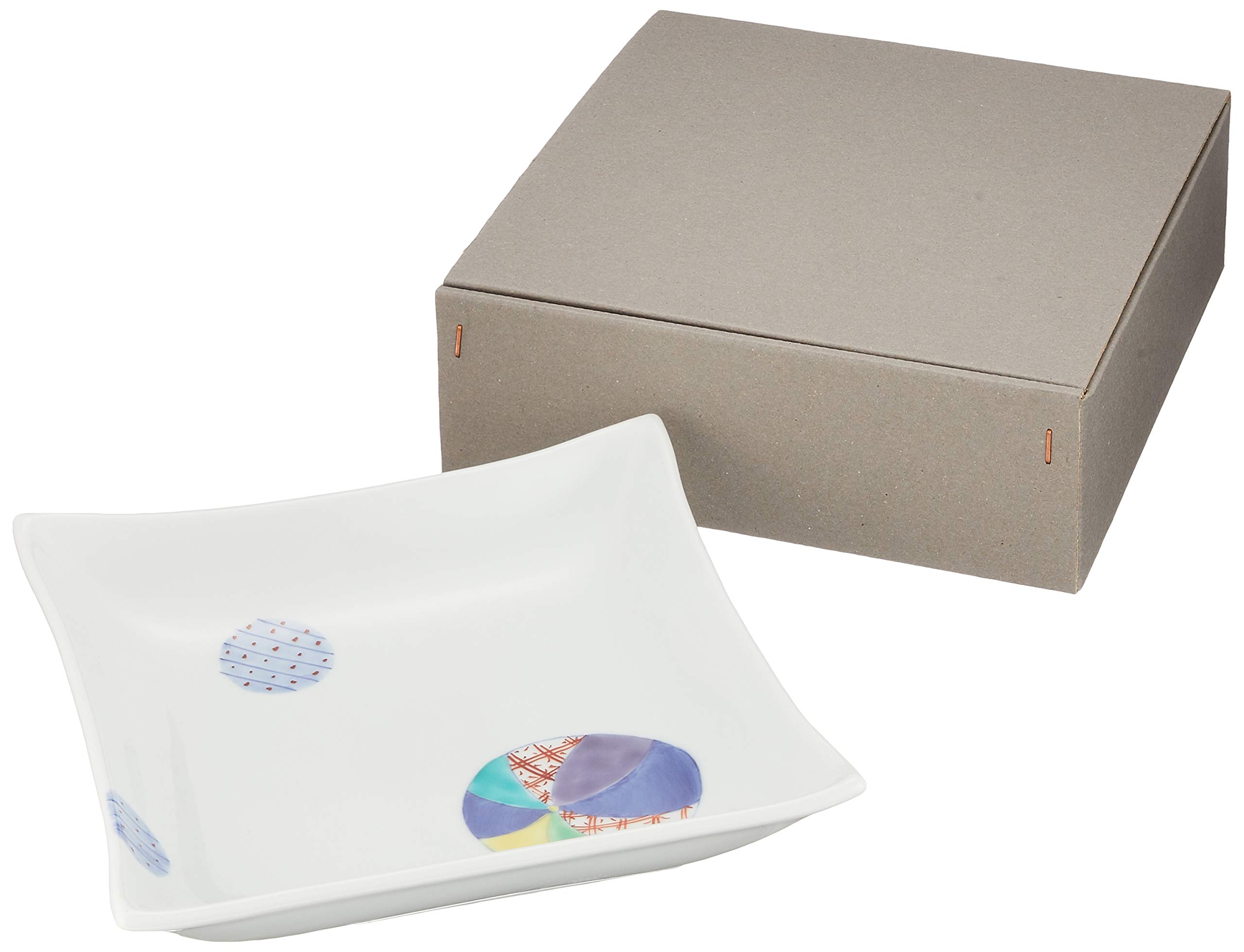 Арита-яки, печь Синминэ, герб Тэмари, квадратная, 7-дюймовая тарелка, 55019