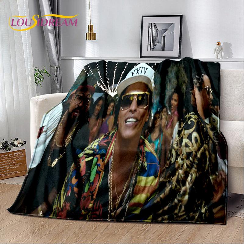 3D HD Bruno Mars Sänger Star Weiche Plüschdecke, Flanelldecke Überwurfdecke für Wohnzimmer Schlafzimmer Bett Sofa Picknick Abdeckung Kinder